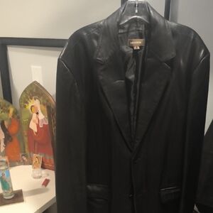 Danier Black Leather Single-Breasted Blazer